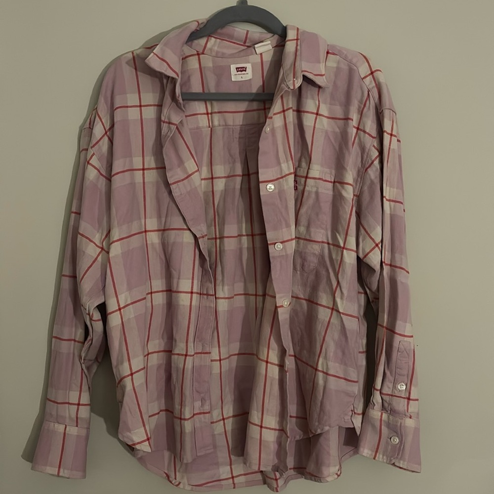 Levi's Pink Striped Flannel (Large)